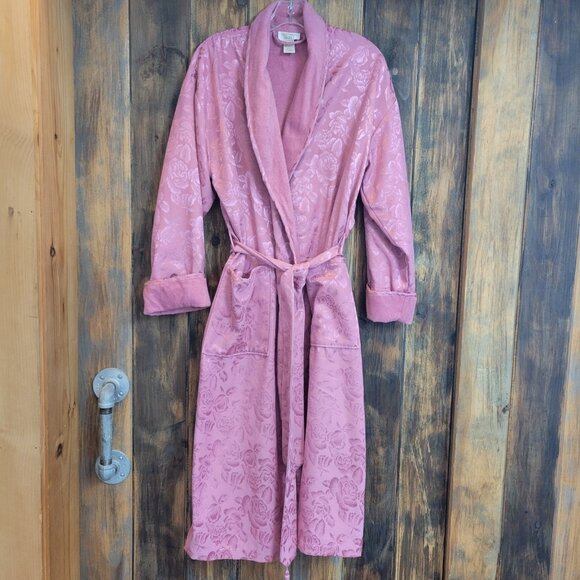 Victoria's Secret Other - Vintage Victoria’s Secret Gold Label Pink Robe Brocade Floral XS Small Terry